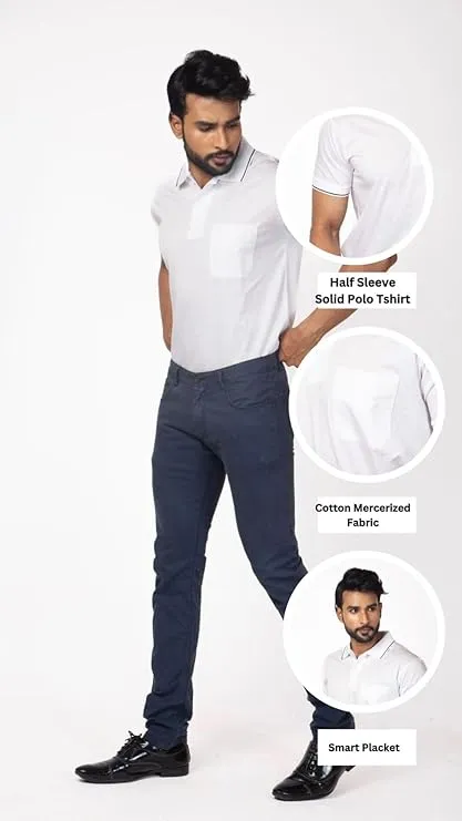 white polo shirt and jeans